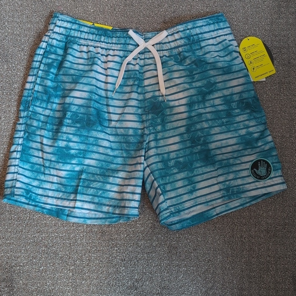 Body Glove Tie-Die/Striped Maui 6 1/4" Inseam Swim Trunks NWT